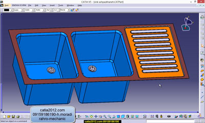 فیلم آموزش مدلسازی سینک آشپزخانه در نرم افزار کتیا-Genarative sheetmetal design